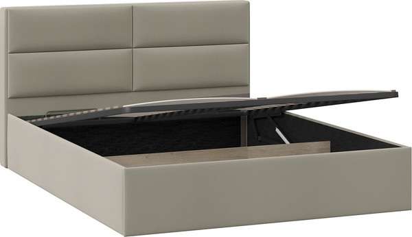 Изображение товара Полуторная кровать ТриЯ Глосс универсальная с ПМ тип 1 140x200 (велюр мокко темный)