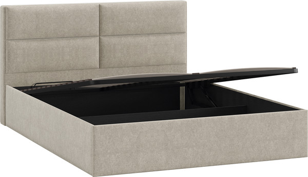 Изображение товара Полуторная кровать ТриЯ Глосс универсальная с ПМ Тип 1 140x200 (микровелюр Jercy Cream)