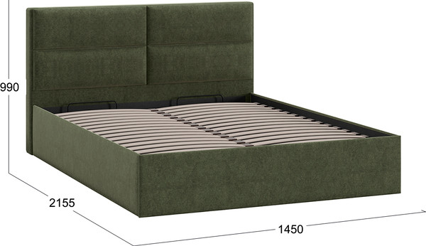 Изображение товара Полуторная кровать ТриЯ Глосс универсальная с ПМ тип 1 140x200 (микровелюр Jercy Deep Green)