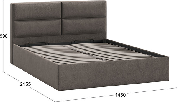 Изображение товара Полуторная кровать ТриЯ Глосс универсальная с ПМ тип 1 140x200 (микровелюр Wellmart Latte)