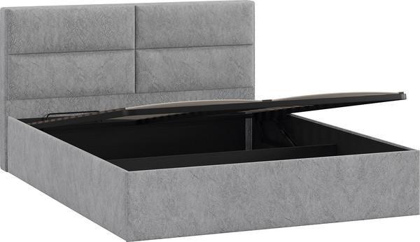 Изображение товара Полуторная кровать ТриЯ Глосс универсальная с ПМ тип 1 140x200 (микровелюр Wellmart Silver)