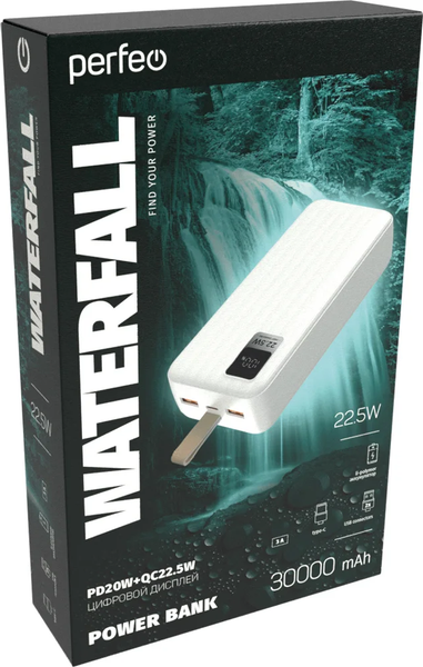 Изображение товара Портативное зарядное устройство Perfeo Powerbank Waterfall 30000mAh / PF_D0176