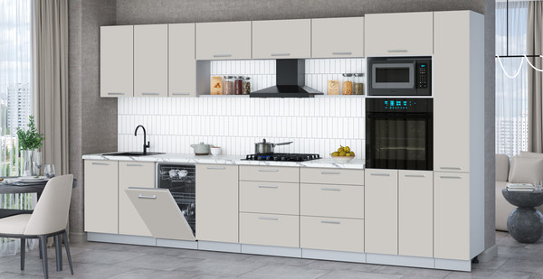 Изображение товара Кухонный гарнитур Интерлиния Мила Gloss 3.8-ПМ3 (кашемир/кашемир/белый гранит)