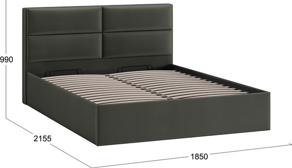 Изображение товара Двуспальная кровать ТриЯ Глосс универсальная с ПМ тип 1 180x200 (велюр Confetti Stone)