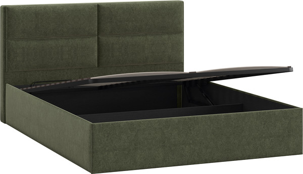 Изображение товара Двуспальная кровать ТриЯ Глосс универсальная с ПМ тип 1 180x200 (микровелюр Jercy Deep Green)