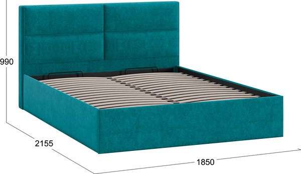 Изображение товара Двуспальная кровать ТриЯ Глосс универсальная с ПМ тип 1 180x200 (микровелюр Jercy Izumrud)
