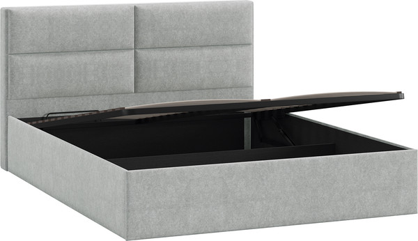 Изображение товара Двуспальная кровать ТриЯ Глосс универсальная с ПМ тип 1 180x200 (микровелюр Jercy Silver)