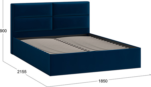 Изображение товара Двуспальная кровать ТриЯ Глосс универсальная Тип 1 180x200 (велюр Confetti Blue)