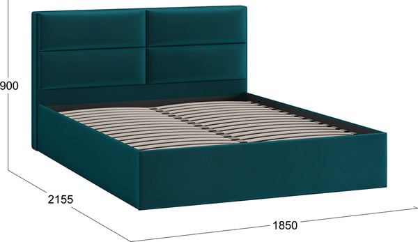 Изображение товара Двуспальная кровать ТриЯ Глосс универсальная тип 1 180x200 (велюр Confetti Izumrud)