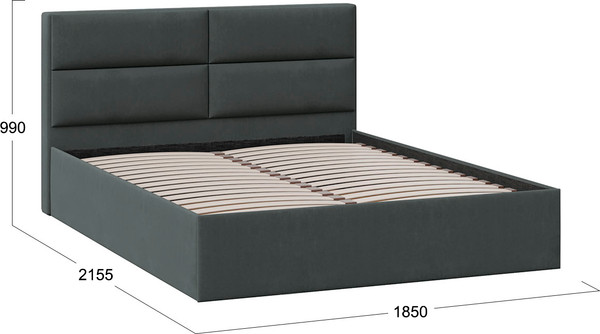 Изображение товара Двуспальная кровать ТриЯ Глосс универсальная тип 1 180x200 (велюр графит)