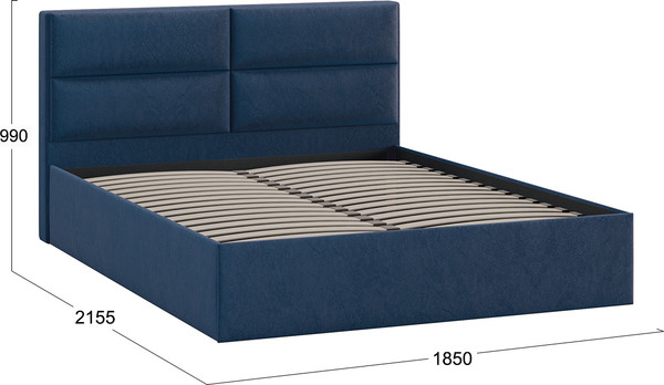 Изображение товара Двуспальная кровать ТриЯ Глосс универсальная тип 1 180x200 (микровелюр Wellmart Blue)