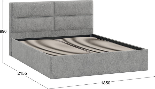 Изображение товара Двуспальная кровать ТриЯ Глосс универсальная тип 1 180x200 (микровелюр Wellmart Silver)