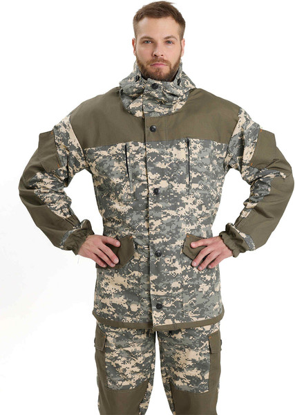 Изображение товара Костюм для охоты и рыбалки УРСУС Горка-М кмф Цифра светло-серый/хаки Рип-стоп / КОС490 (р.48-50, 182-188)