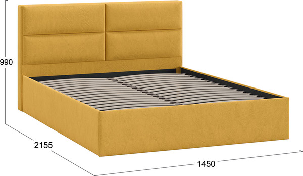 Изображение товара Полуторная кровать ТриЯ Глосс универсальная тип 1 140x200 (микровелюр Wellmart Yellow)