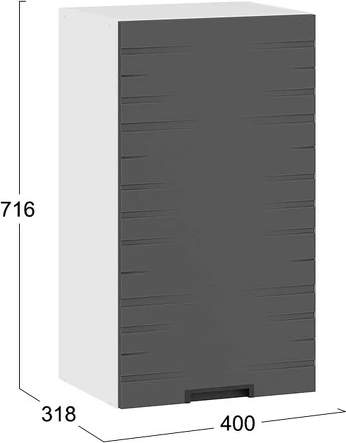 Изображение товара Шкаф навесной для кухни ТриЯ Гренада фреза 1В4 с одной дверью / 1В4-Ф (белый/холст вулкан)