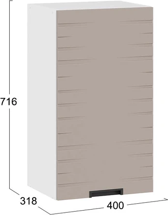 Изображение товара Шкаф навесной для кухни ТриЯ Гренада фреза 1В4 с одной дверью / 1В4-Ф (белый/холст латте)