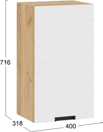 Изображение товара Шкаф навесной для кухни ТриЯ Гренада фреза 1В4 с одной дверью / 1В4-Ф (дуб крафт золотой/холст белый)