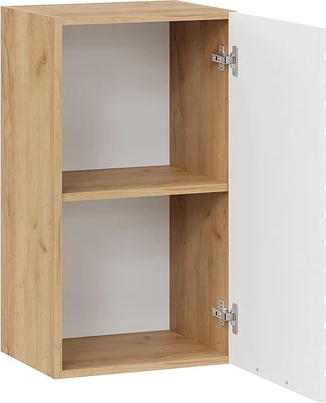 Изображение товара Шкаф навесной для кухни ТриЯ Гренада фреза 1В4 с одной дверью / 1В4-Ф (дуб крафт золотой/холст белый)