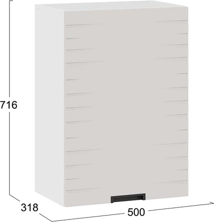 Изображение товара Шкаф навесной для кухни ТриЯ Гренада фреза 1В5 с одной дверью (белый/холст мокко)
