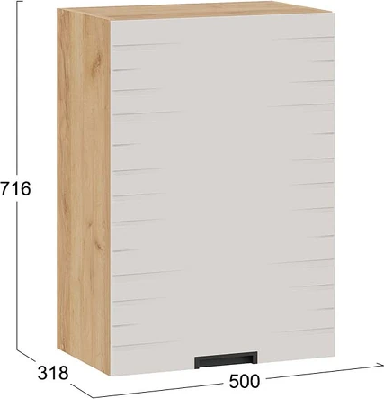 Изображение товара Шкаф навесной для кухни ТриЯ Гренада фреза 1В5 с одной дверью (дуб крафт золотой/холст мокко)