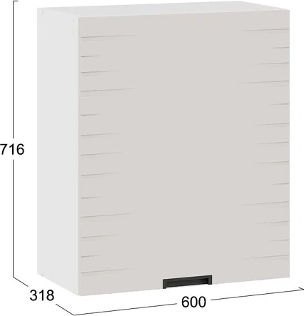 Изображение товара Шкаф навесной для кухни ТриЯ Гренада фреза 1В6 с одной дверью (белый/холст мокко)