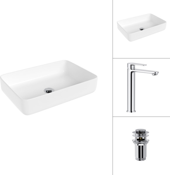 Изображение товара Умывальник со смесителем Lauter 21487-50 + Moon 21СK81691C с донным клапаном 21190CH (хром)