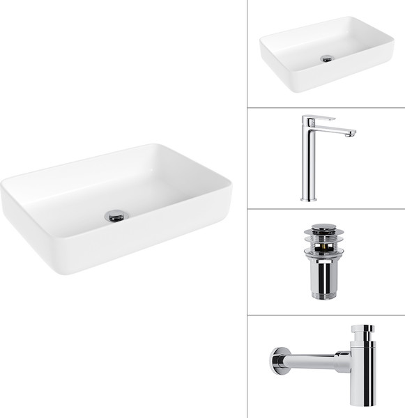 Изображение товара Умывальник со смесителем Lauter 21487-50 + Moon 21СK81691C + сифон 21635CH + дон.клапан 21190CH (хром)