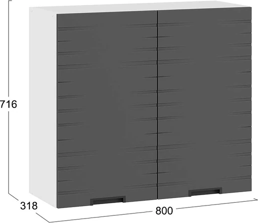 Изображение товара Шкаф навесной для кухни ТриЯ Гренада фреза 1В8 с двумя дверями (белый/холст вулкан)
