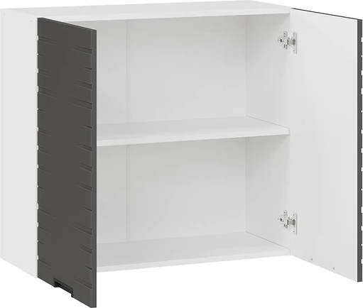 Изображение товара Шкаф навесной для кухни ТриЯ Гренада фреза 1В8 с двумя дверями (белый/холст вулкан)