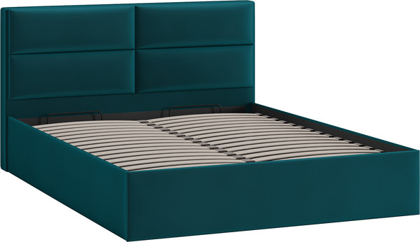 Изображение товара Двуспальная кровать ТриЯ Глосс универсальная с ПМ тип 1 180x200 (велюр Confetti Izumrud)