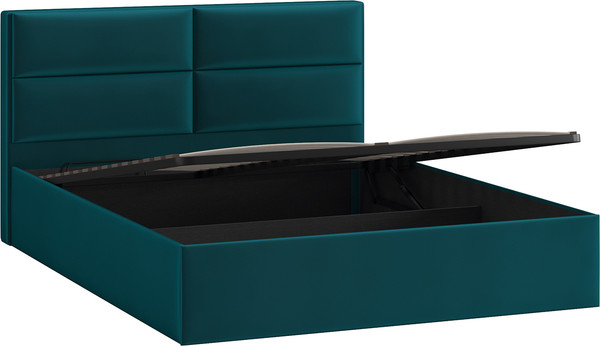 Изображение товара Двуспальная кровать ТриЯ Глосс универсальная с ПМ тип 1 180x200 (велюр Confetti Izumrud)