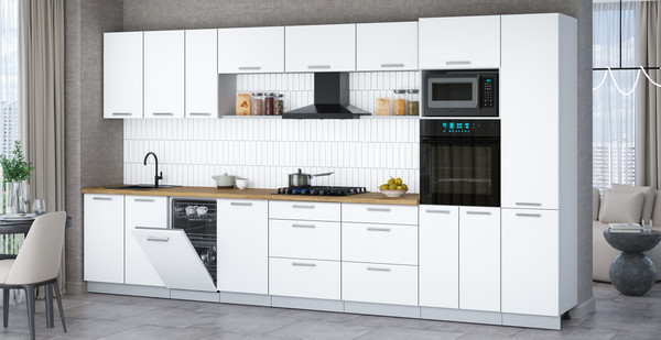 Изображение товара Кухонный гарнитур Интерлиния Мила Gloss 3.9-ПМ3 (белый/белый/дуб бунратти)