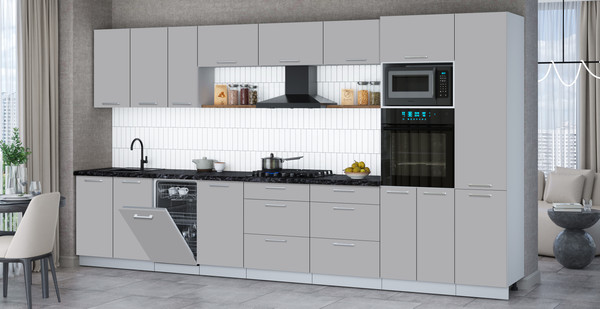 Изображение товара Кухонный гарнитур Интерлиния Мила Gloss 3.9-ПМ3 (грей/грей/кастилло темный)