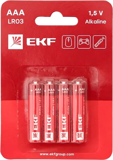 Изображение товара Комплект батареек EKF ААА LR03 / LR03-BL4 (4шт)