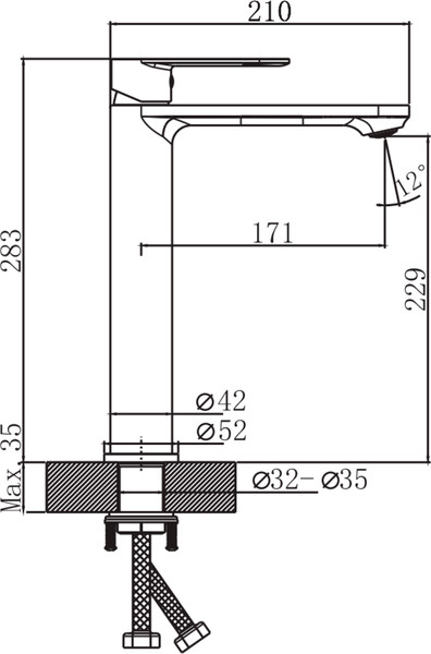 Изображение товара Умывальник со смесителем Lauter 21487-50 + Moon 21СК8691BS + сифон 21635B + дон.клапан 21190B (черный матовый)