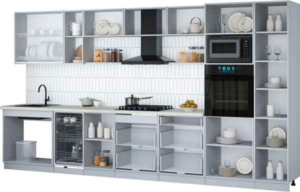 Изображение товара Кухонный гарнитур Интерлиния Мила Gloss 3.9-ПМ3 (асфальт глянец/бордовый глянец/кастилло темный)