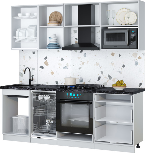 Изображение товара Кухонный гарнитур Интерлиния Мила Gloss 2.15-ПМ4 (дуб вотан/белый/опал светлый)