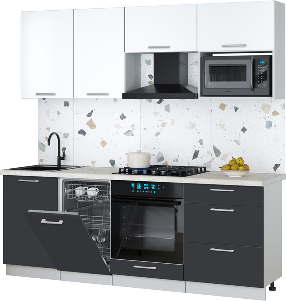 Изображение товара Кухонный гарнитур Интерлиния Мила Gloss 2.15-ПМ4 (пепел/белый/опал светлый)