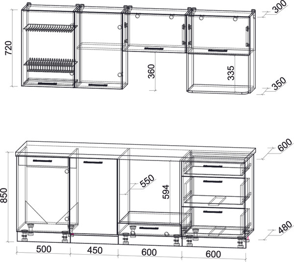 Изображение товара Кухонный гарнитур Интерлиния Мила Gloss 2.15-ПМ4 (керамика/белый/белый гранит)