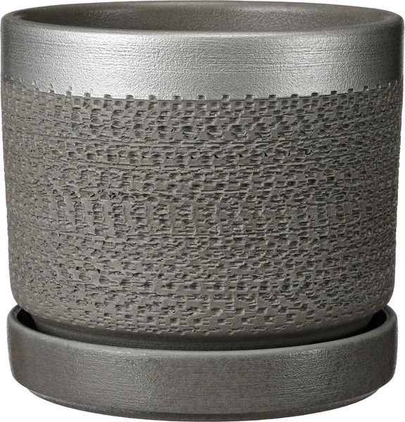 Изображение товара Вазон Композит Брюссель Цилиндр №2 / КС-Ц2-285-2231 (1.5л, серый/серебро)