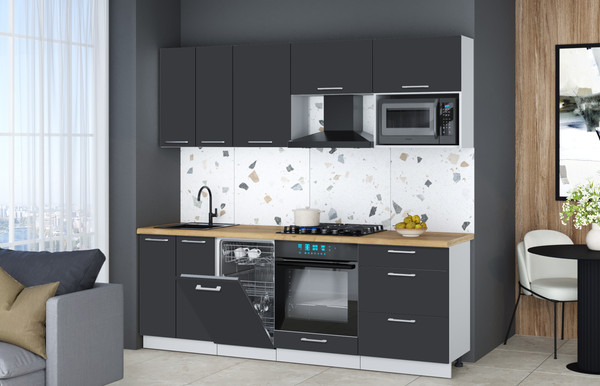 Изображение товара Кухонный гарнитур Интерлиния Мила Gloss 2.25-ПМ4 (пепел/пепел/дуб бунратти)