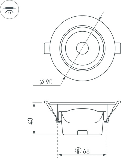 Изображение товара Точечный светильник Arlight LTD-POLAR-TURN-R90-7W Day4000 WH 36deg / 032860