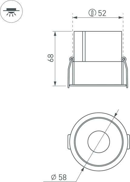Изображение товара Точечный светильник Arlight MS-ATLAS-BUILT-R58-10W Warm3000 WH-BK 35deg / 035454
