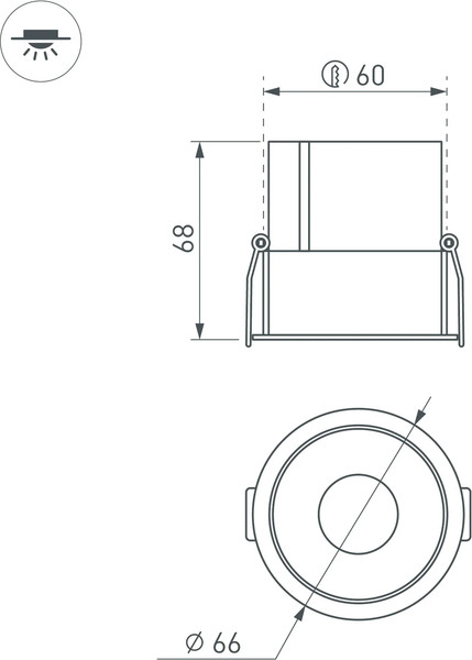 Изображение товара Точечный светильник Arlight MS-ATLAS-BUILT-R66-15W Warm3000 BK-BK 35deg / 035465