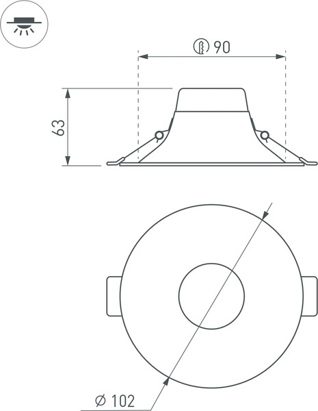 Изображение товара Точечный светильник Arlight MS-BLIZZARD-BUILT-R102-8W Day4000 BK 100deg / 035599