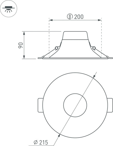Изображение товара Точечный светильник Arlight MS-BLIZZARD-BUILT-R215-20W Warm3000 BK 100deg / 036606