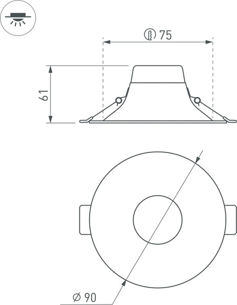 Изображение товара Точечный светильник Arlight MS-BLIZZARD-BUILT-R90-6W Warm3000 BK 100deg / 036610