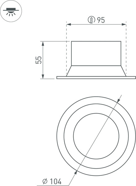 Изображение товара Точечный светильник Arlight MS-BREEZE-BUILT-R104-12W Warm3000 BK 85deg / 036621
