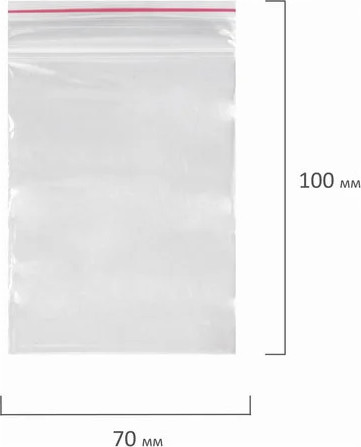 Изображение товара Комплект пакетов-слайдеров Brauberg Zip Lock / 606208 (100шт)