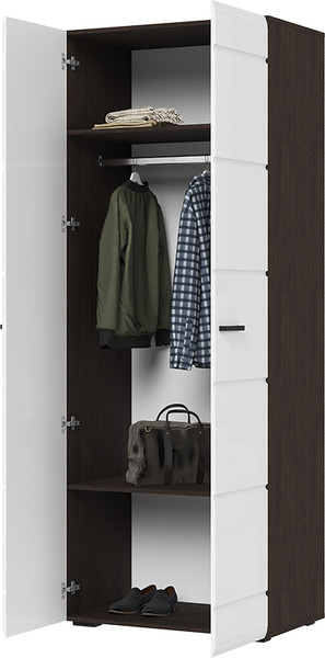 Изображение товара Шкаф Стендмебель Либерти ШК 02 (мдф белый глянец/венге)